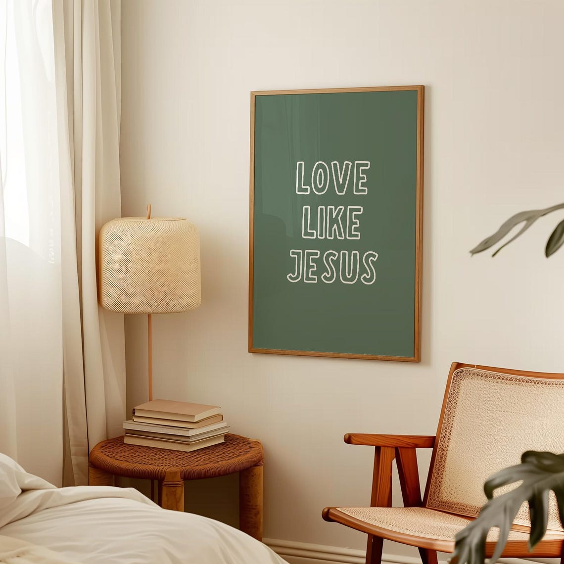 Love Like Jesus Green Retro Bubble Letter Christian Typography Poster - Image 4
