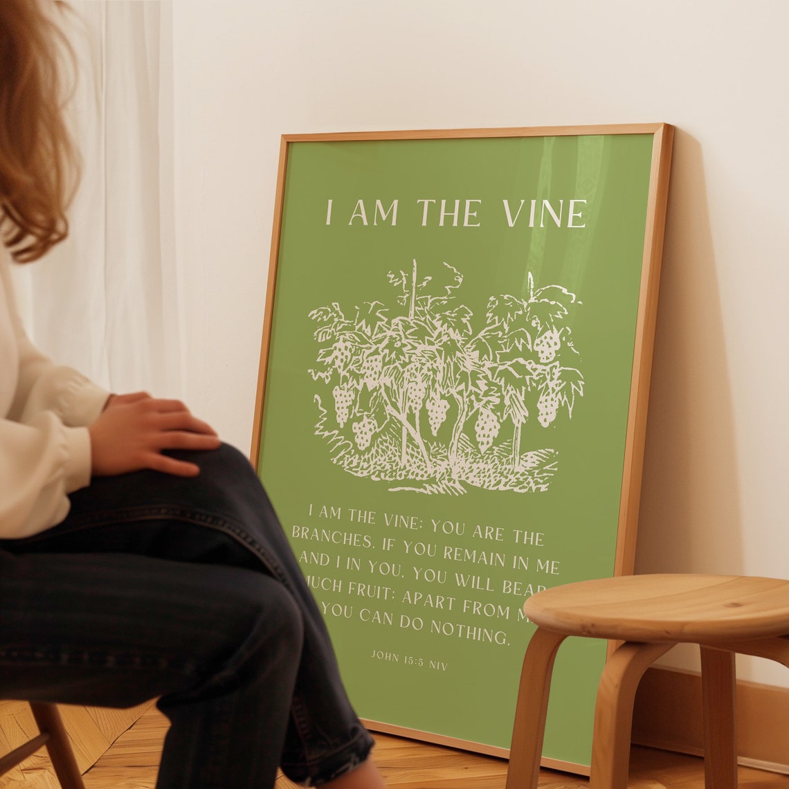 I Am the Vine John 15 Vineyard Green Bible Verse Scripture Poster - Image 4