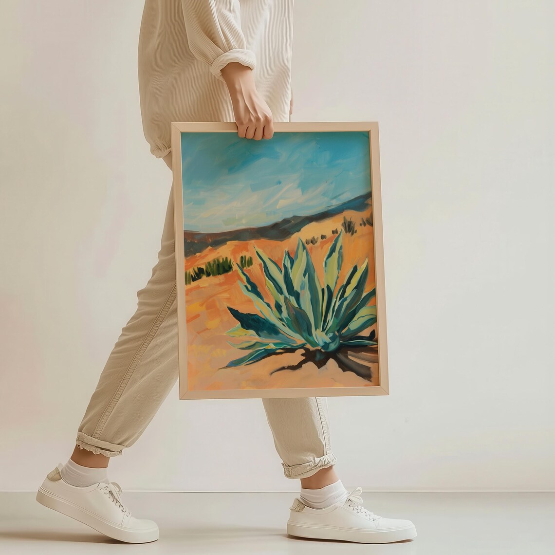 Agave Plant Desert Sunset Oil Painting Southwestern Art Poster - Image 4