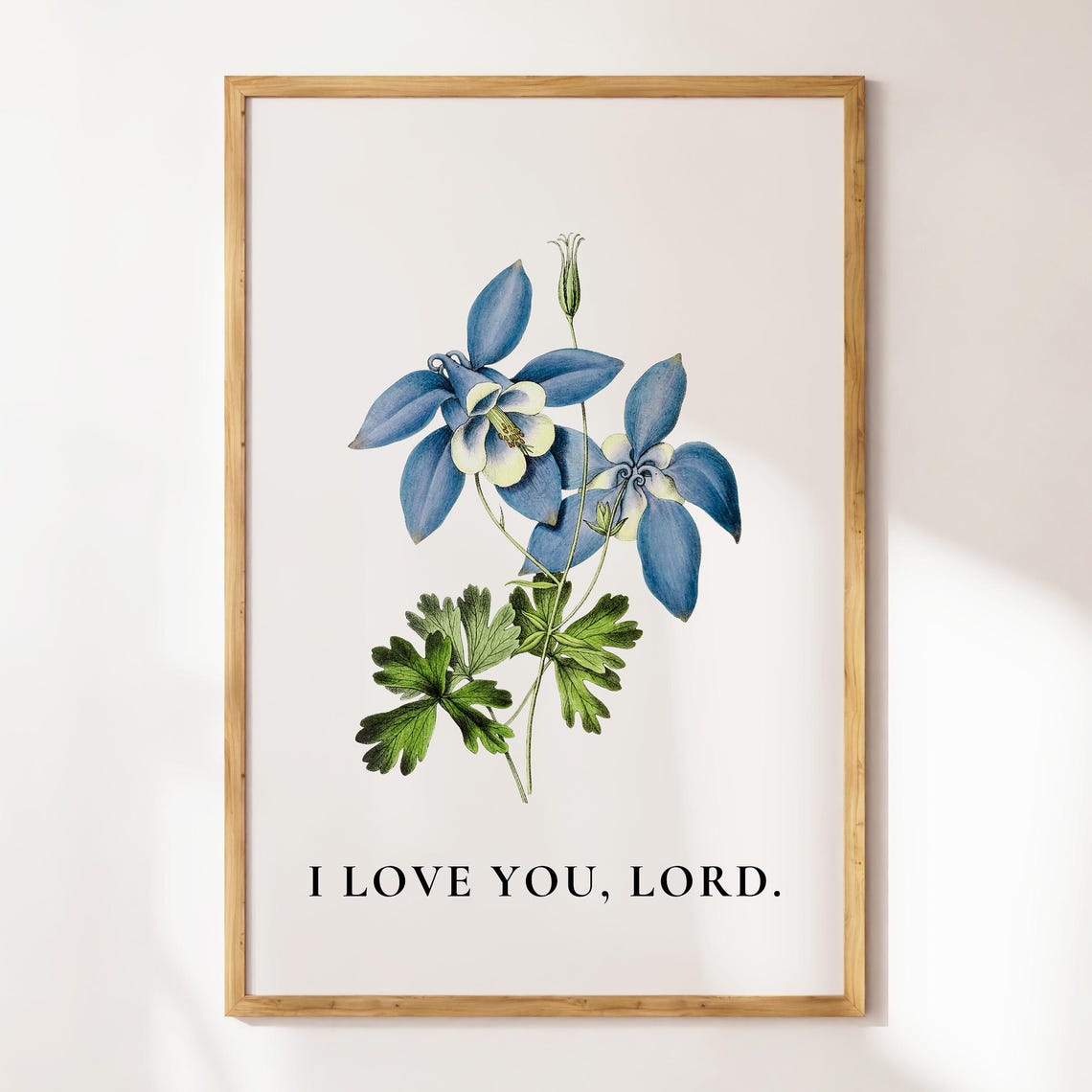I Love You Lord Blue Columbine Botanical Scripture Flower Poster - Image 3