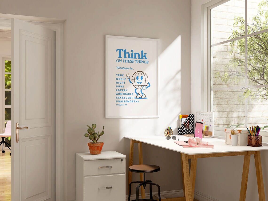 Philippians 4 Retro Christian Wall Art Poster - Image 3