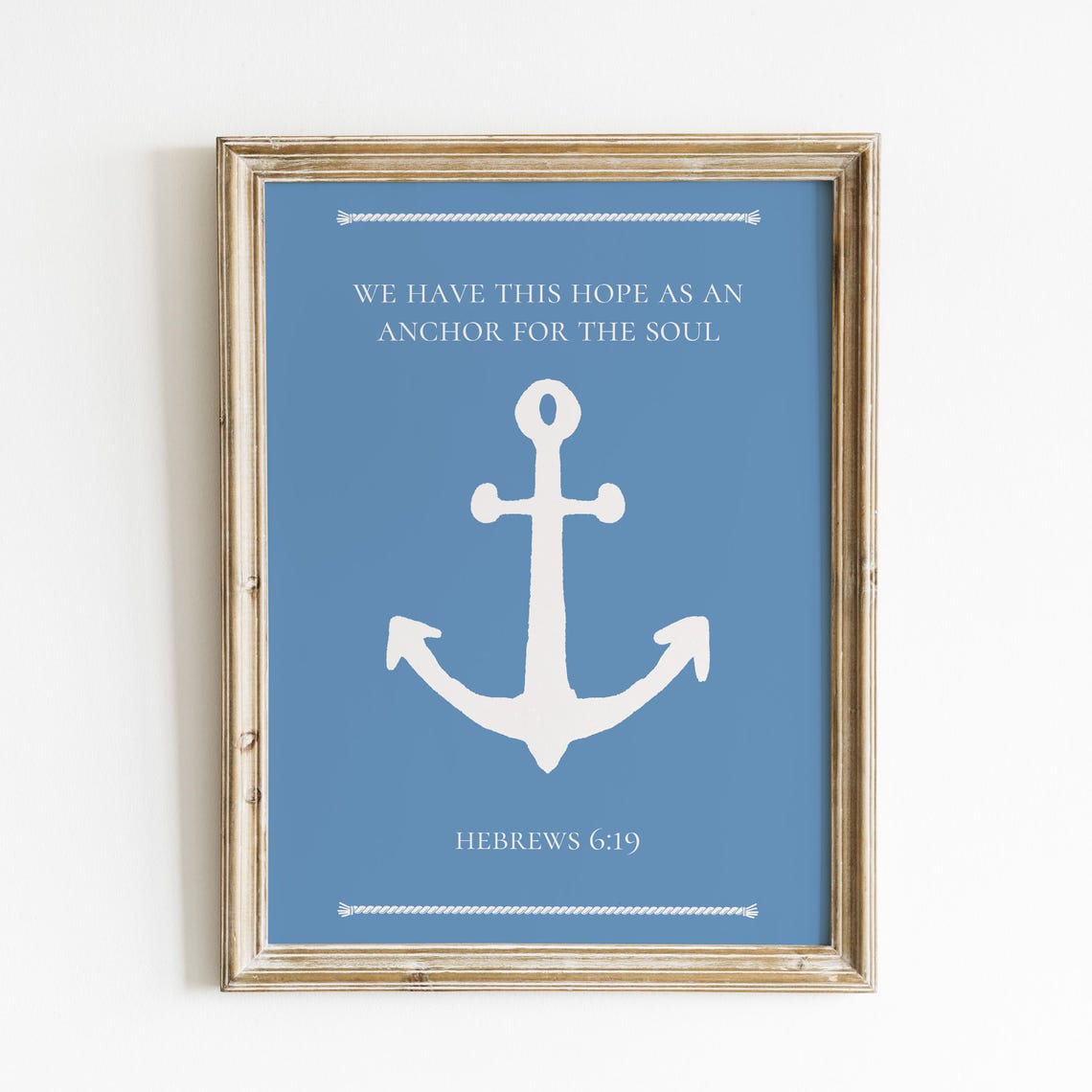 Hope As An Anchor For The Soul Hebrews 6 19 Blue Coastal Anchor Poster