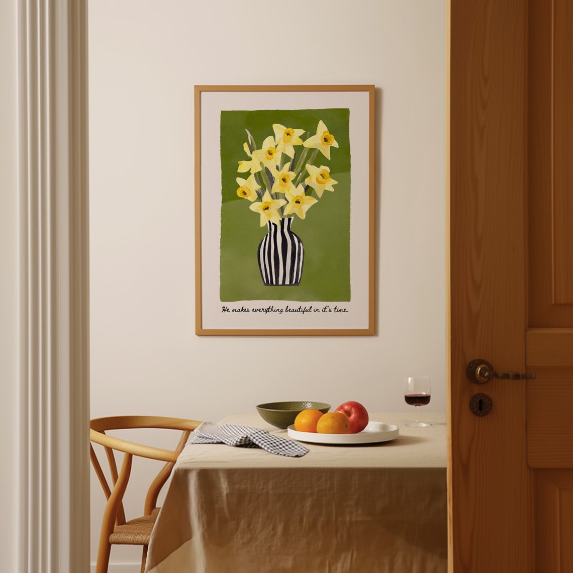 He Makes Everything Beautiful Daffodil Watercolor Verse Poster - Image 4