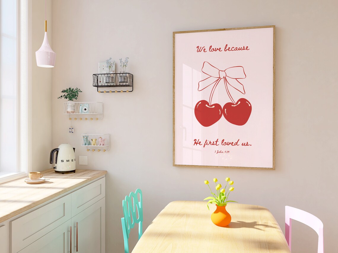 God First Loved Us Christian Room Decor Art Print - Image 3