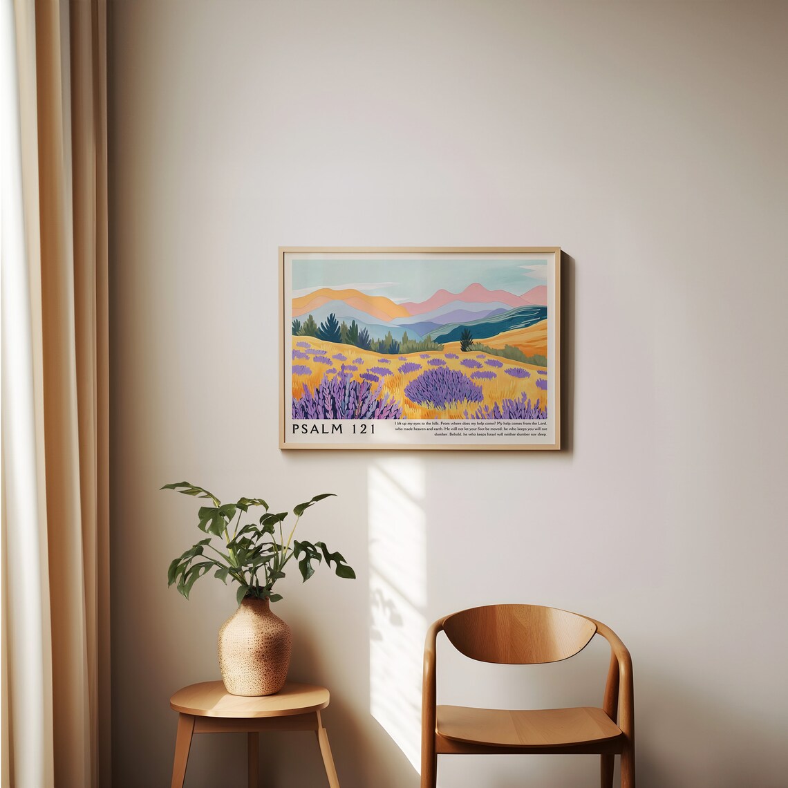Psalm 121 I Lift My Eyes To The Hills Lavender Meadow Bible Poster - Image 2