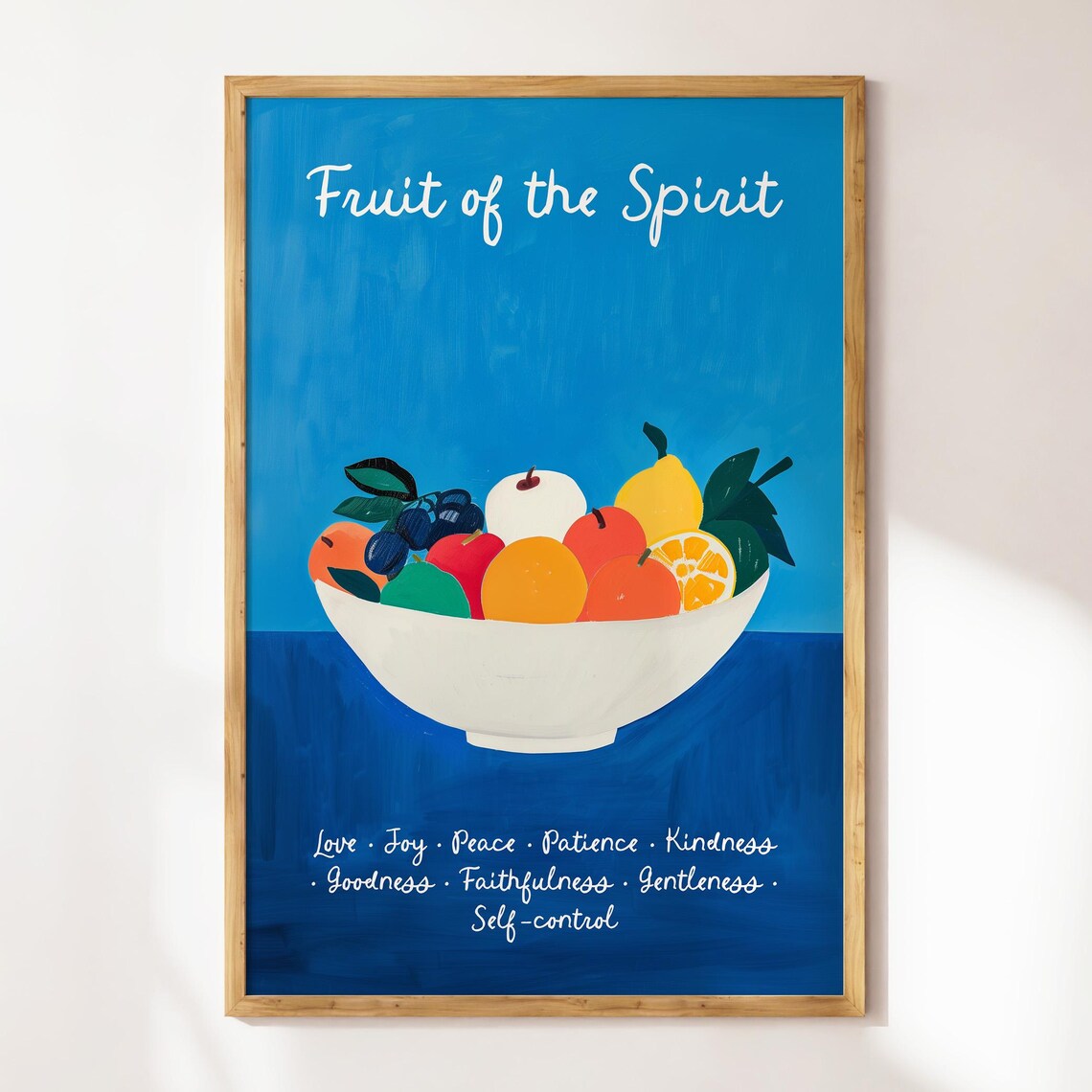 Fruit Of The Spirit Painted Fruit Bowl Colorful Kitchen Art Poster