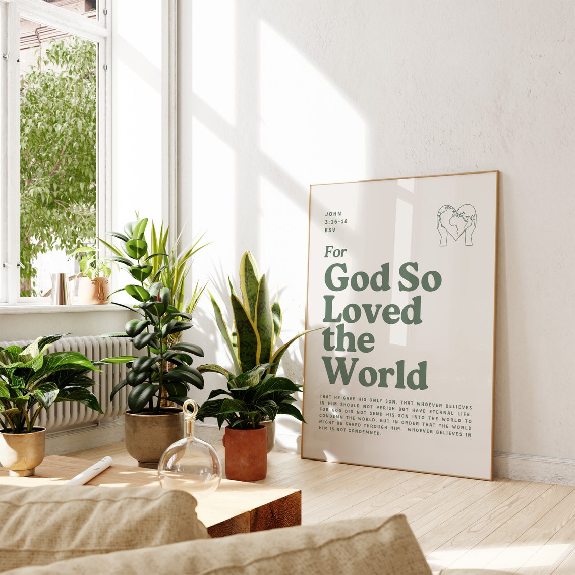 John 316 Retro Kitchen Print Sage Green Wall Art Dorm Room Essentials Christian Wall Art Scripture Wall Art Gift Art - Image 4