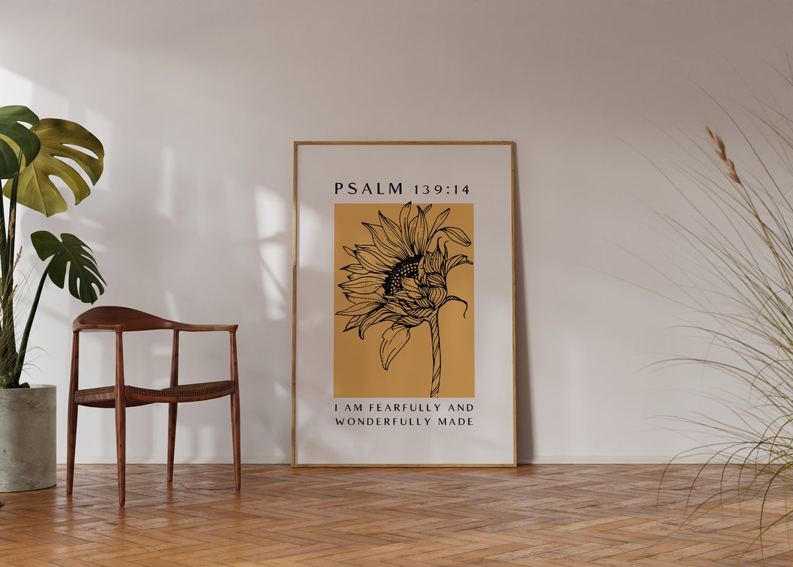 Fearfully And Wonderfully Made Psalm 139:14 Sunflower Art Print - Image 2