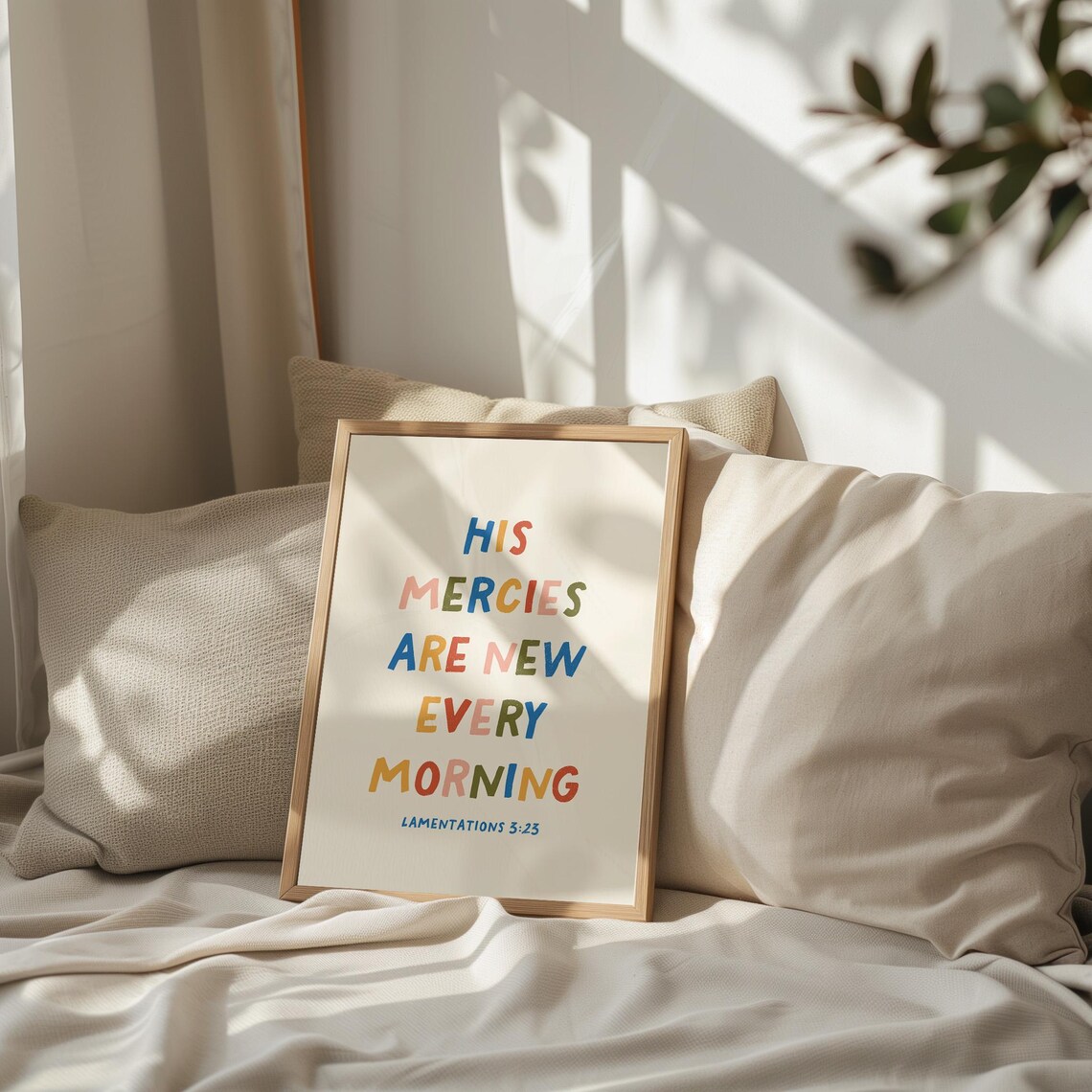 His Mercies Are New Every Morning Lamentations 3 23 Rainbow Letter Poster - Image 2