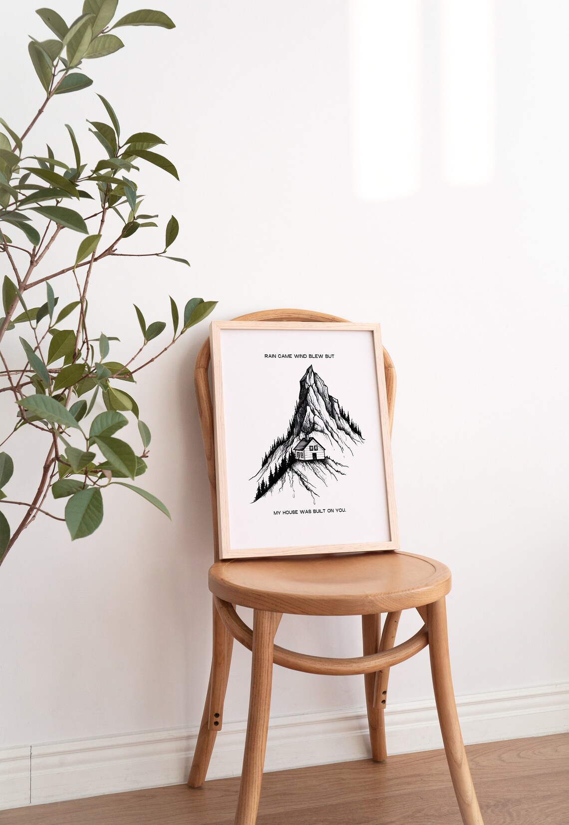 My House Was Built on You Mountain Cabin Ink Christian Quote Poster - Image 4