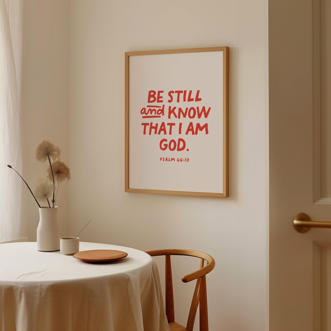 Be Still And Know That I Am God Psalm 46 10 Red Typography Christian Wall Art - Image 3