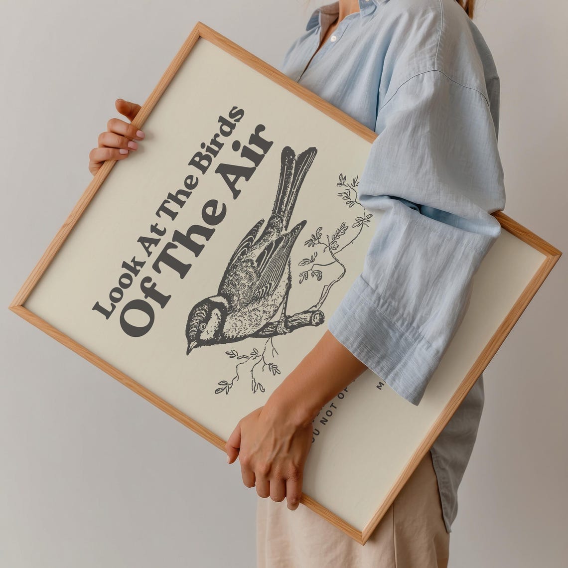 Look At The Birds Retro Vintage Print Christian Wall Art Scripture Wall Art Gift Dorm Room Essentials Vintage Wall Art - Image 4