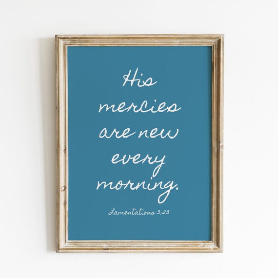 Lamentations 3 Bible Verse Wall Art Christian Wall Art Trendy Apartment Decor Wall Art Quote Inspirational Motivational Wall Art