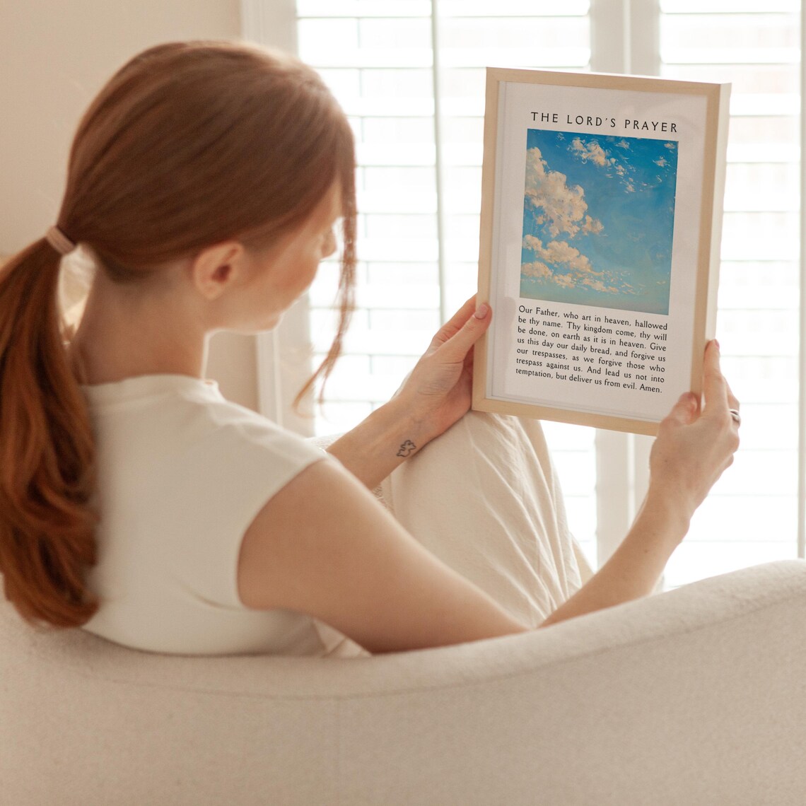 The Lords Prayer Blue Cloudy Sky Painting Christian Prayer Bible Poster - Image 4