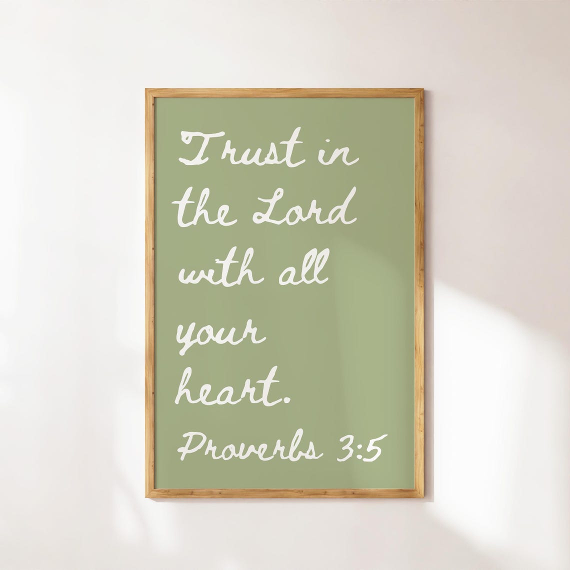 Proverbs 3:5 Trust in the Lord Sage Green Script Christian Poster - Image 4