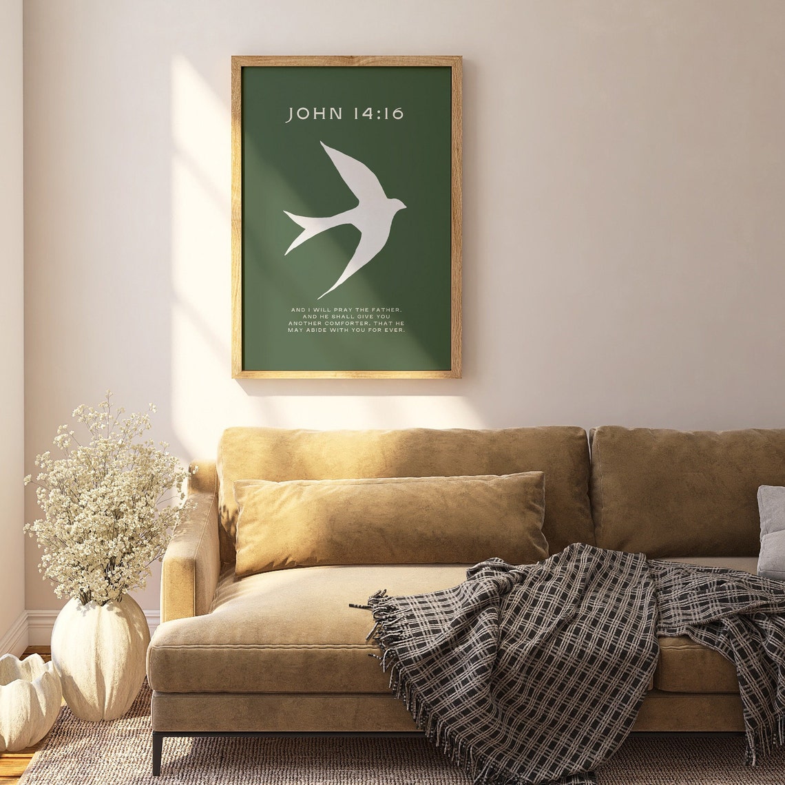 John 14 Another Comforter Sage Green Dove Christian Scripture Poster - Image 4