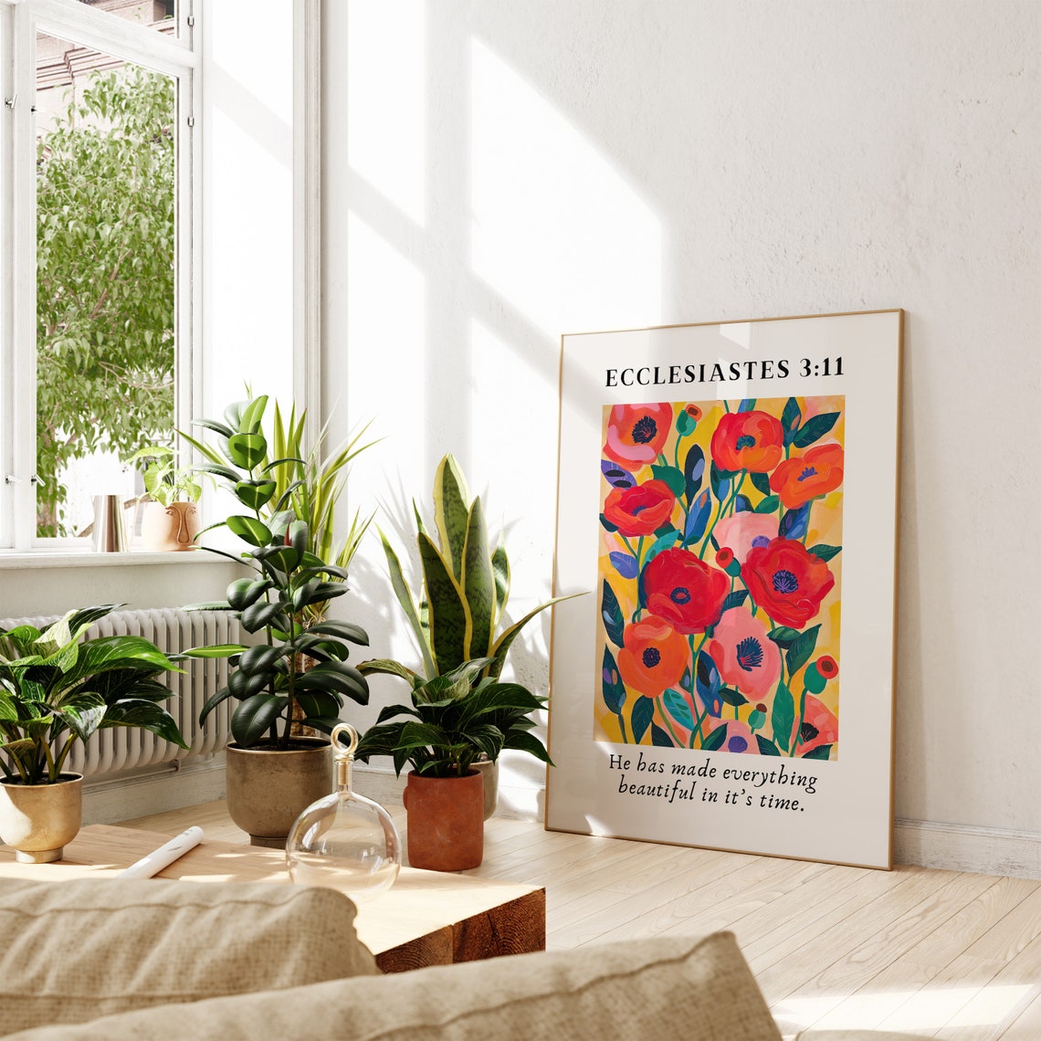 Ecclesiastes 311 He Makes Everything Beautiful Flower Market Modern Christian Art Bible Verse Wall Art Christian Wall Art Housewarming Gift - Image 3