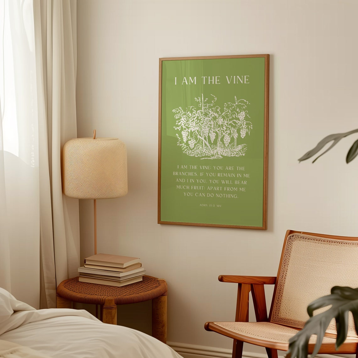 I Am the Vine John 15 Vineyard Green Bible Verse Scripture Poster - Image 3