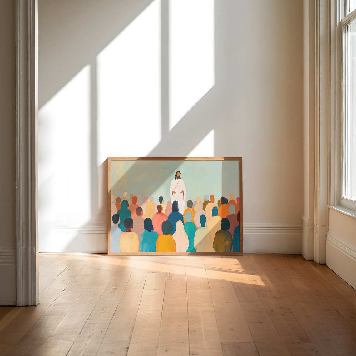 Jesus Christian Wall Art, Colorful Landscape Mural - Image 3