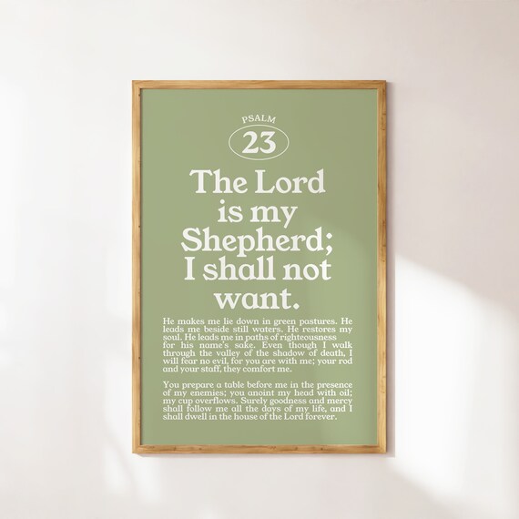 Psalm 23 The Lord Is My Shepherd Sage Green Scripture Poster