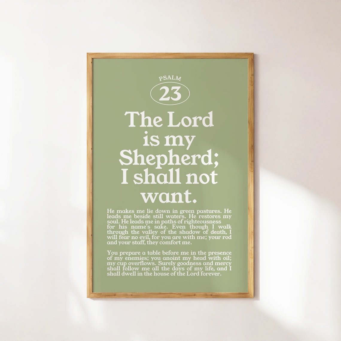 Psalm 23 The Lord Is My Shepherd Sage Green Scripture Poster