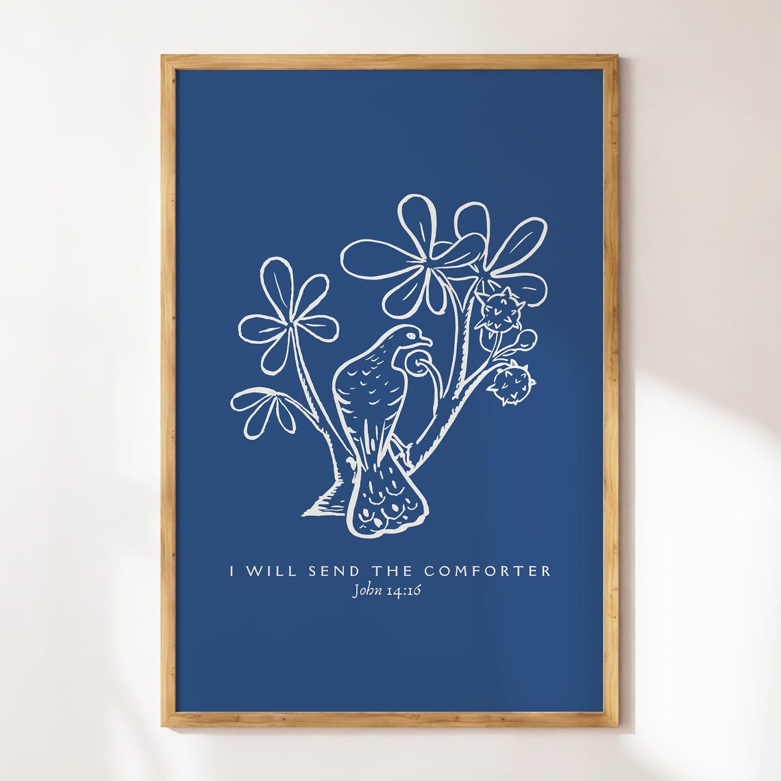 John 14 Modern Christian Art Scripture Wall Art Bible Verse Christian Housewarming Gift Blue Wall Art Poster - Image 3