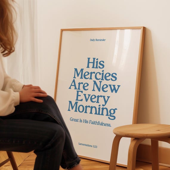 New Mercies Christian Wall Art Trendy Apartment Decor Christian Prints Blue Wall Art Bible Verse Wall Art Wall Art