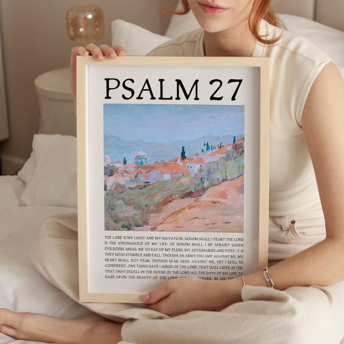 Psalm 27 The Lord Is My Light Hillside Village Landscape Poster - Image 4