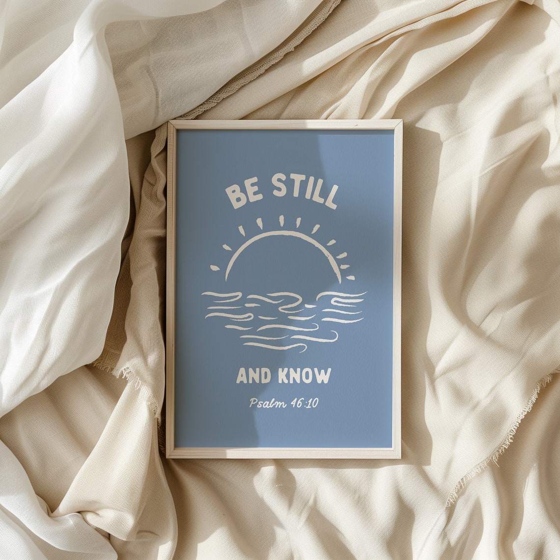 Be Still And Know Psalm 4610 Dusty Blue Minimalist Scripture Poster - Image 4