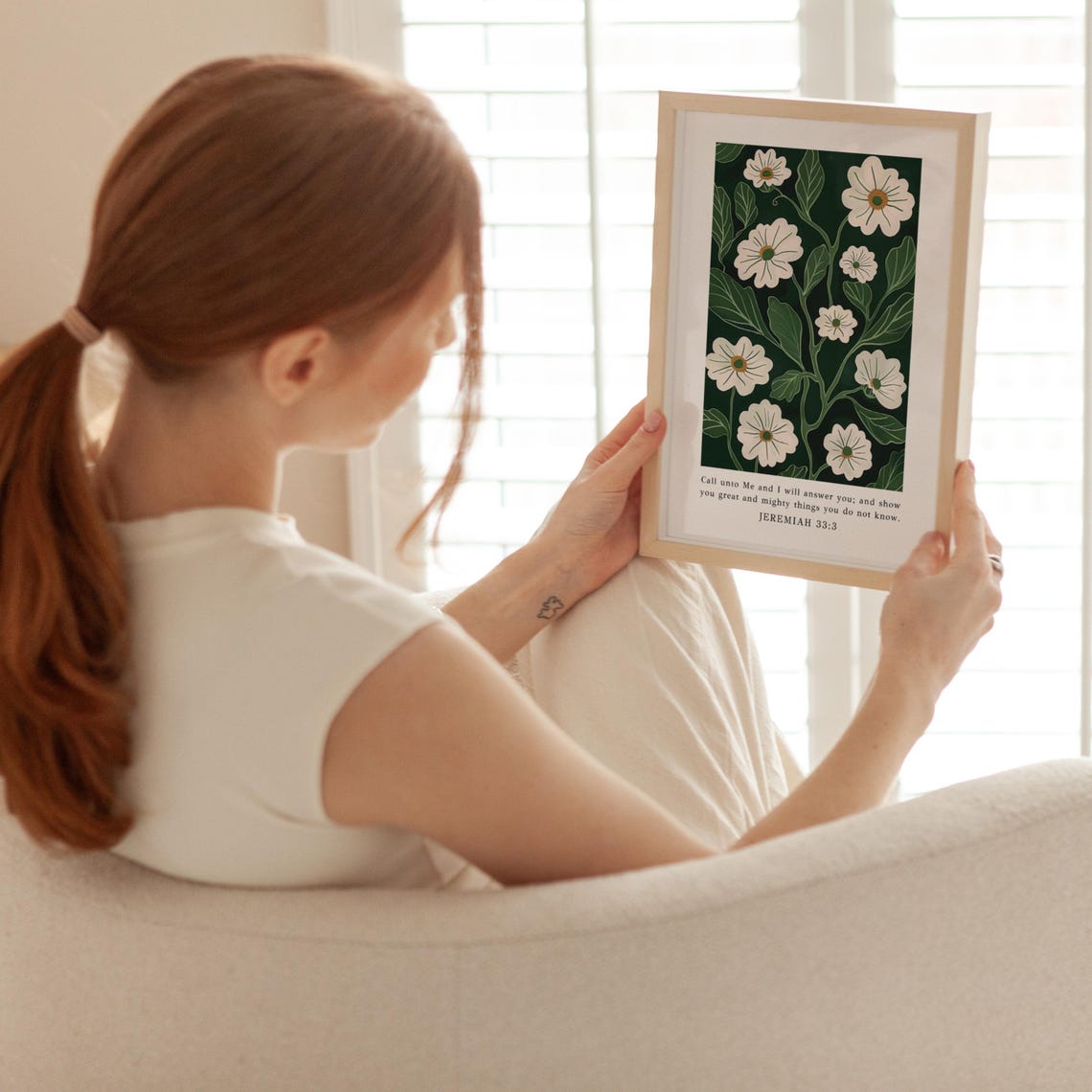 Call Unto Me And I Will Answer You Jeremiah 33 3 White Daisy Poster - Image 4