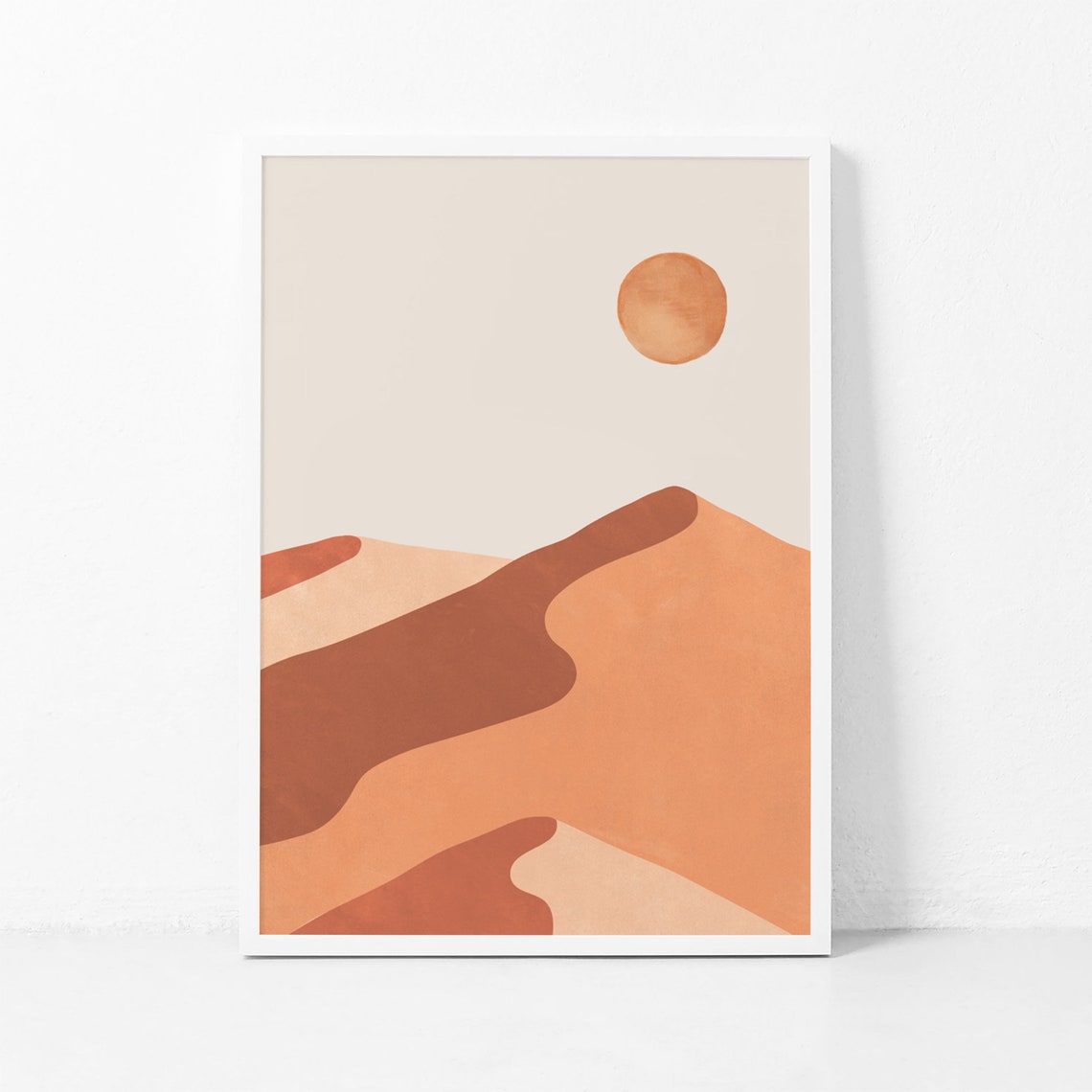 Terracotta Desert Dunes Abstract Boho Sun Neutral Landscape Wall Art