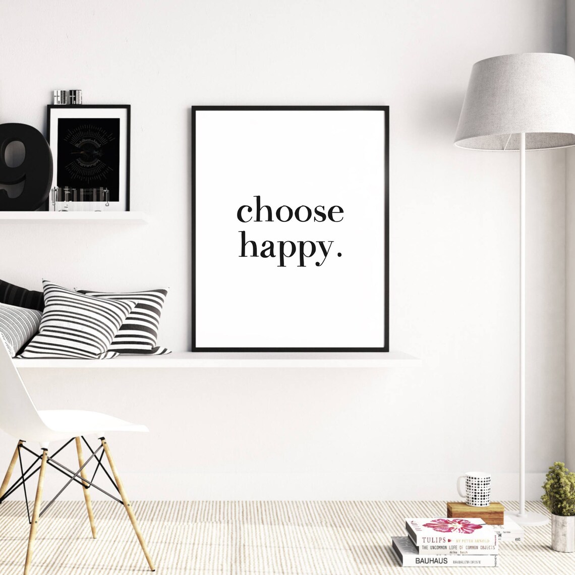 Choose Happy Typography Print, Farmhouse Grey - Image 3