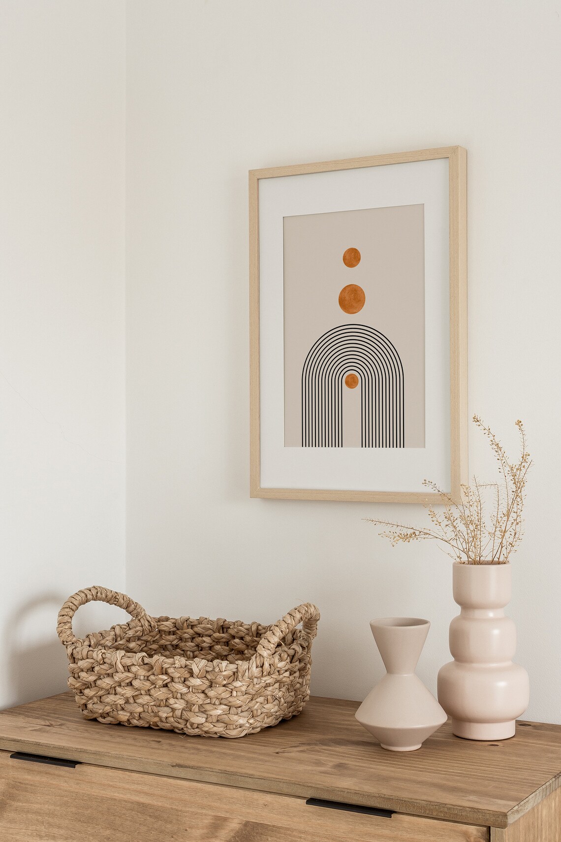 Black Rainbow Arches Terracotta Suns Minimalist Mid Century Poster - Image 2