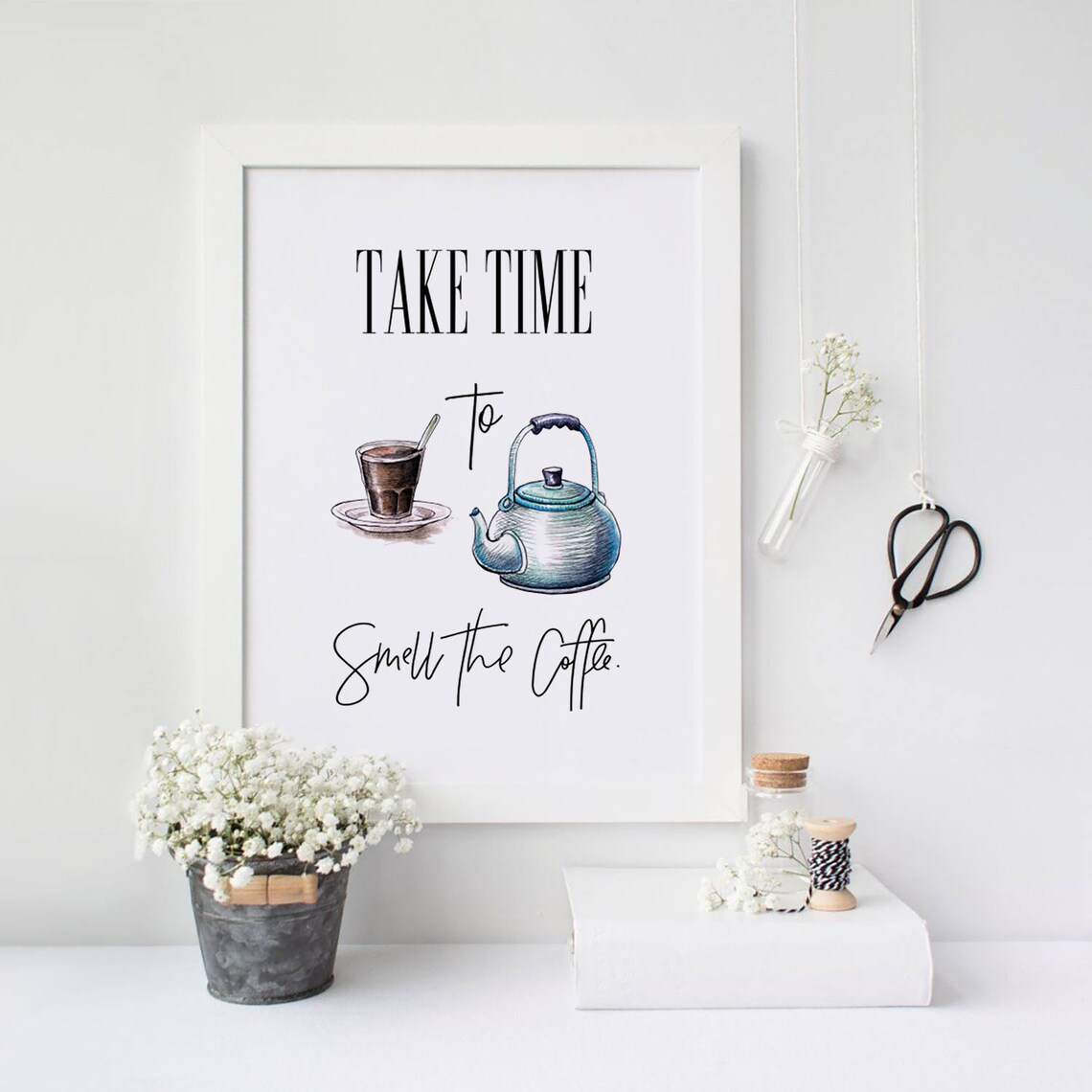 Take Time To Smell The Coffee Watercolor Kitchen Art Print - Image 3