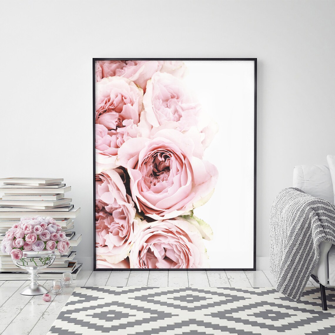 Pink Peonies Soft Floral Blossom Bloom Photography Art Poster