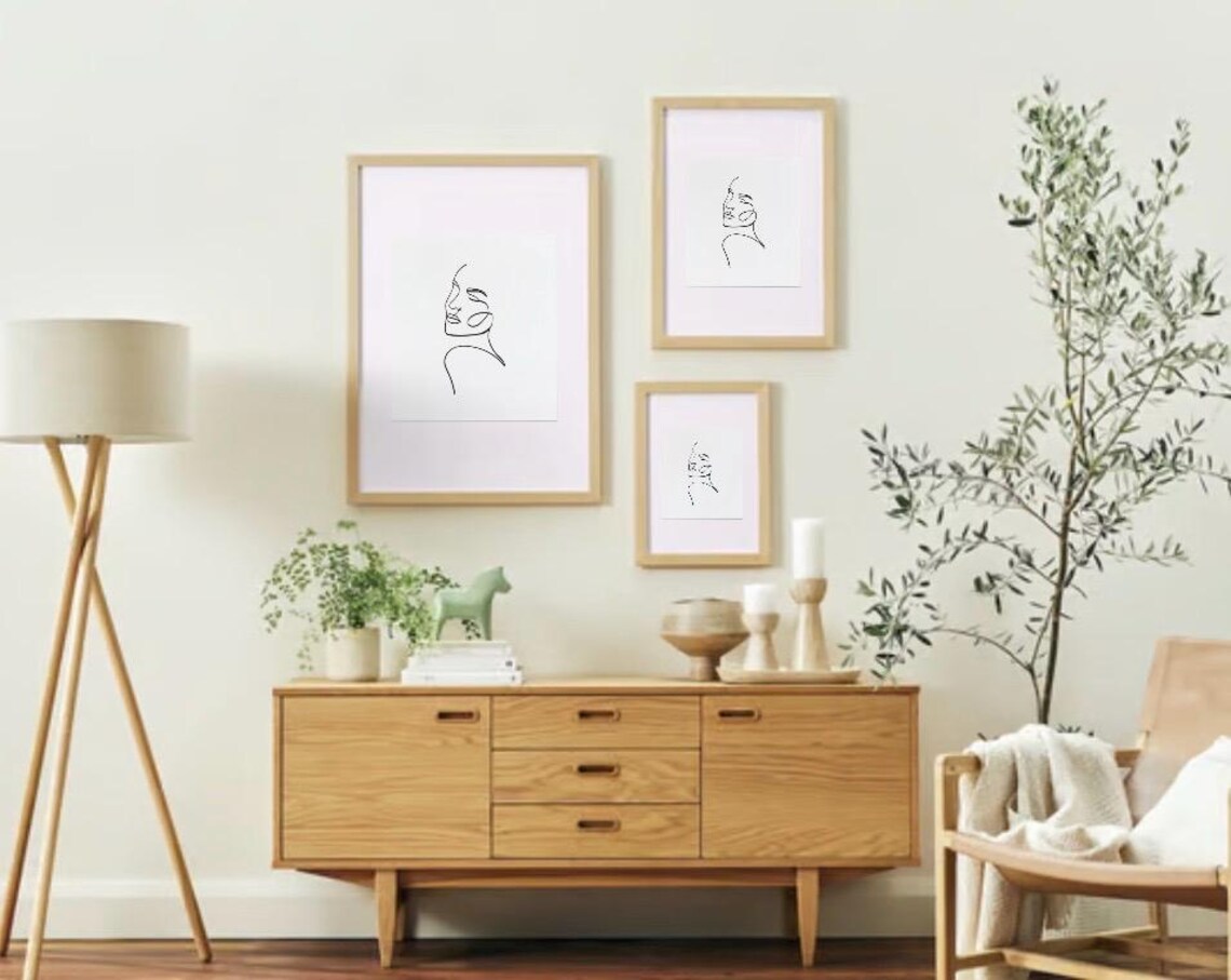Minimal Black Line Art Woman Face Profile Modern Sketch Wall Art - Image 3