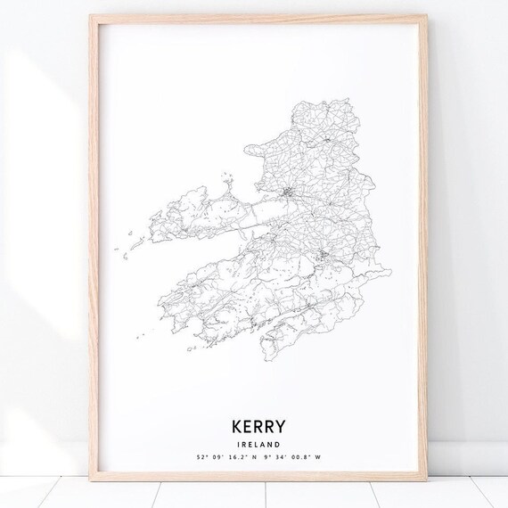 Kerry Map Print, Minimalist Modern Wall Art