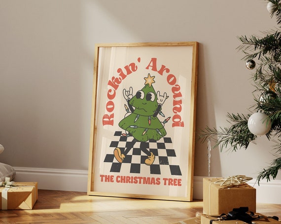 Trendy And Funny Christmas Tree Wall Art Retro Christmas Tree Poster 0897