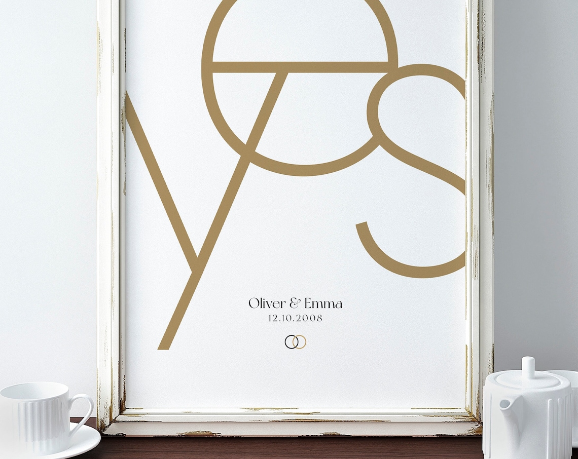 Wedding Day Personalized Art Print, Couples Gift