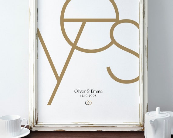 Wedding Day Personalized Art Print, Couples Gift