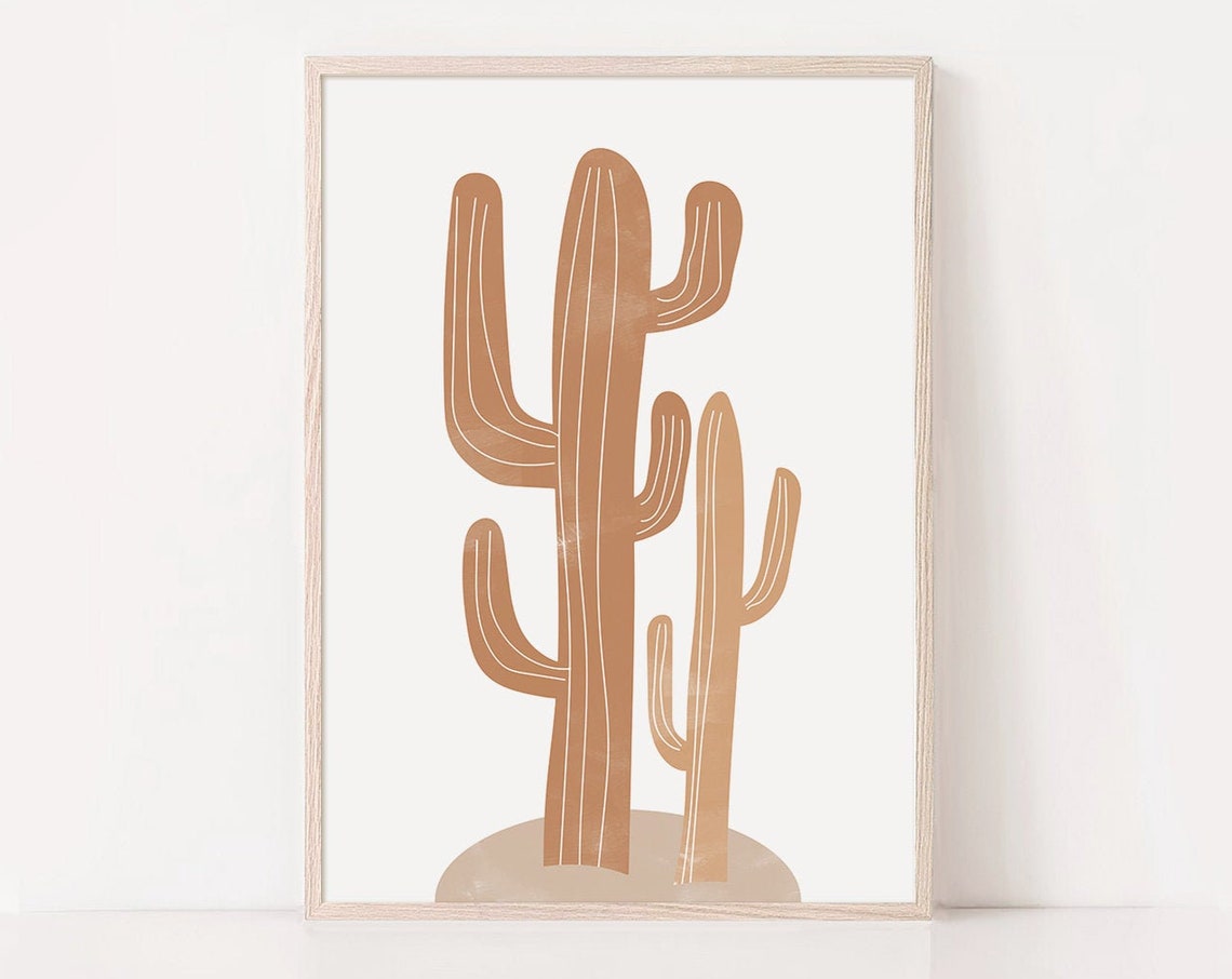 Terracotta Cactus Trio Minimalist Desert Botanical Line Art Poster - Image 3
