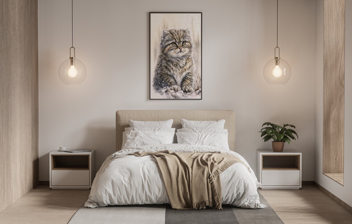 Kawaii Cat Illustration Art Print, Cute Cat Wall Art - Image 4