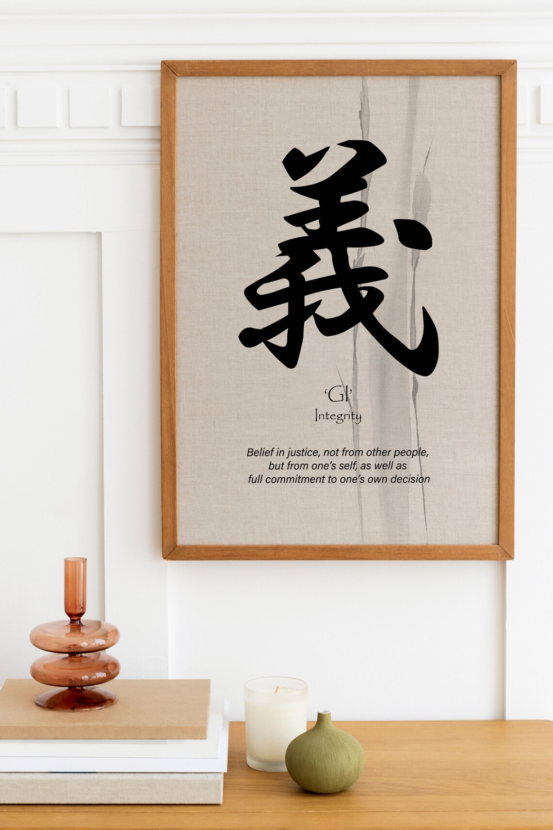 Gi Japanese Calligraphy Poster of Integrity and Justice Virtue - Image 2