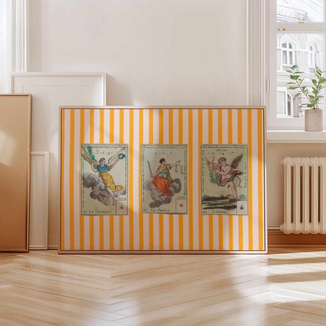 Vintage French Fortune Card Poster Trio Victory Justice Love Art - Image 2