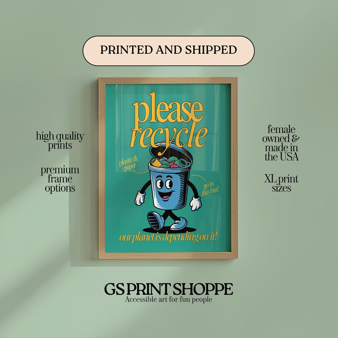 Please Recycle Our Planet Is Depending On It Eco Character Poster