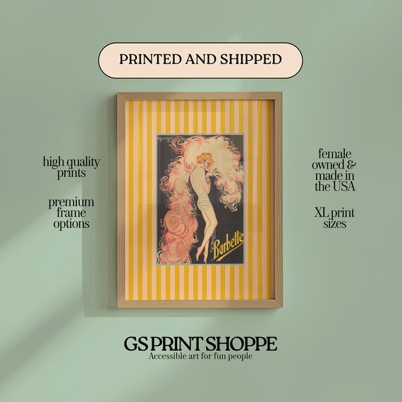 Vintage 1920s Barbette Cabaret Star Golden Curls Theatrical Glamour Art Poster