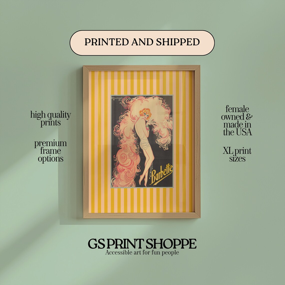 Vintage 1920s Barbette Cabaret Star Golden Curls Theatrical Glamour Art Poster