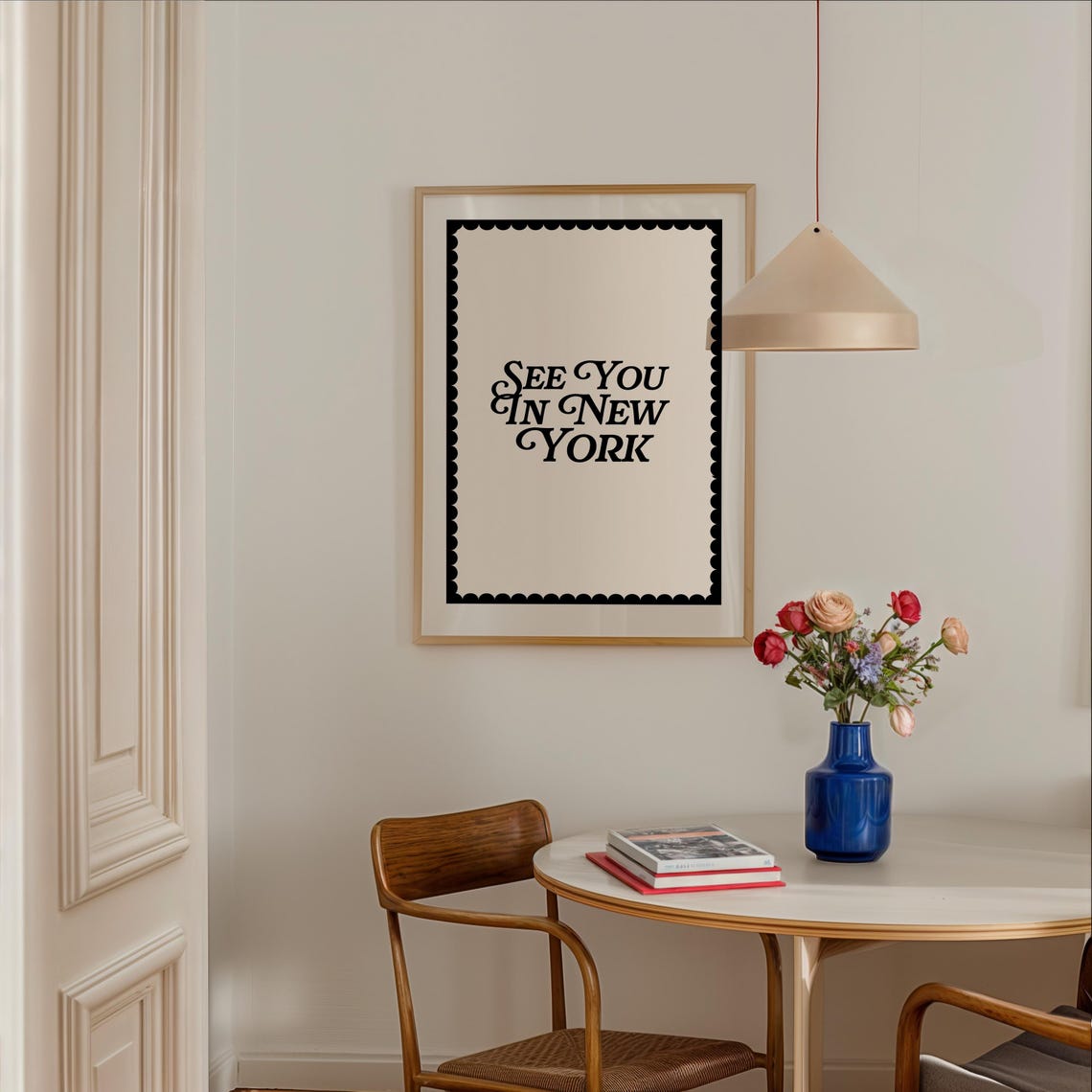 See You In New York Retro Typography Cream Black Travel Poster - Image 2