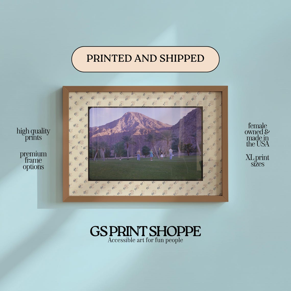 Palm Desert Golf Course with Mountain Backdrop Vintage Poster