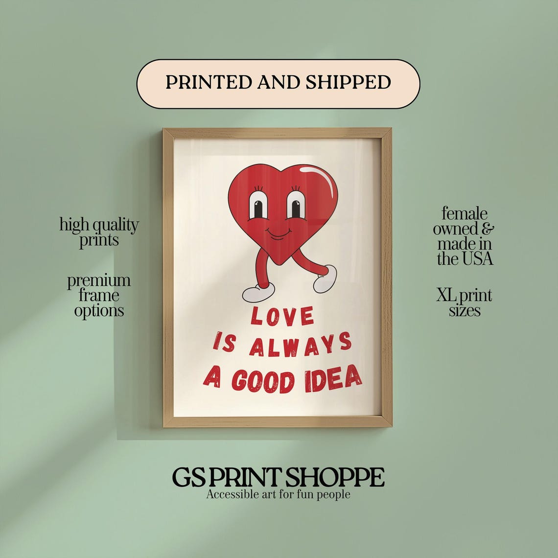 Love Is Always A Good Idea Red Heart Mascot Cheerful Quote Poster